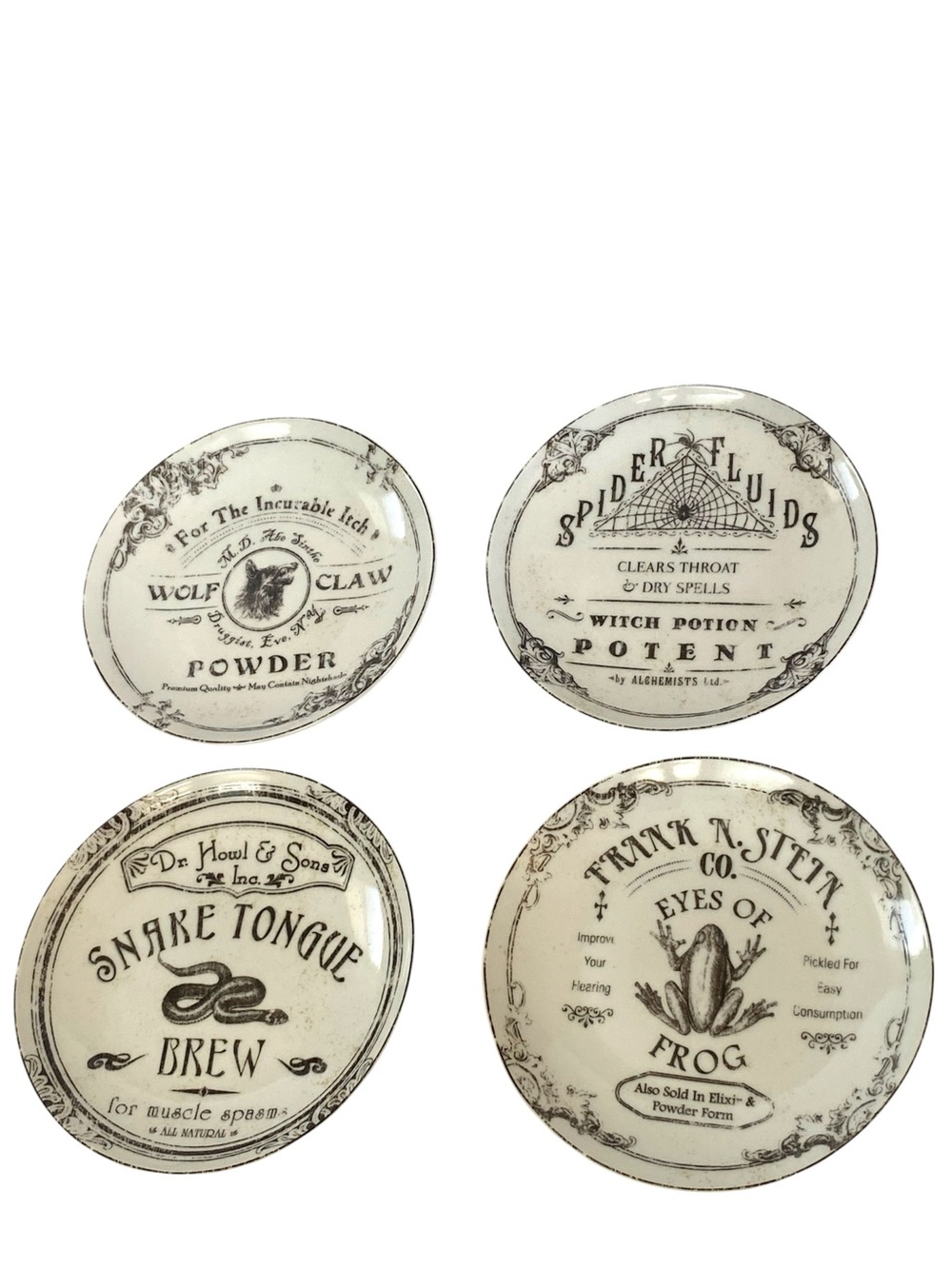 222 Fifth halloween hallow apothecary Ceramic Plate Set 4 Piece teacup plates